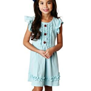 Sweet Flutter Dress - Blue Ruffle - Girls Size 4